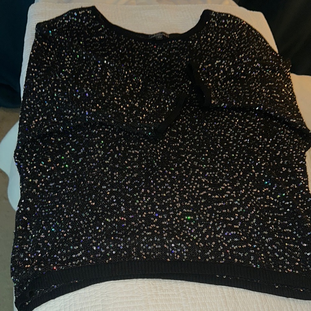 Lisa International blk and Silver rainbow squinted  Top sz Large